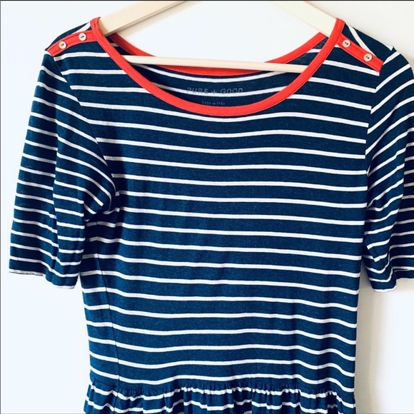 🎉HP🎉 Anthropologie Pure+Good Navy Striped Dress - Picture 2 of 6